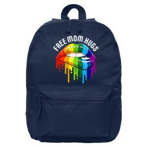 Womens Dripping Lips Rainbow LGBTQ Mother FREE MOM HUGS 16 in Basic Backpack