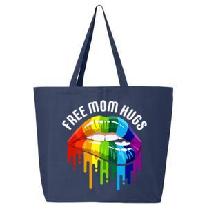 Womens Dripping Lips Rainbow LGBTQ Mother FREE MOM HUGS 25L Jumbo Tote