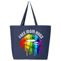 Womens Dripping Lips Rainbow LGBTQ Mother FREE MOM HUGS 25L Jumbo Tote