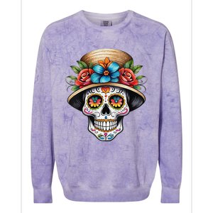 Women De Los Muertos La Catrina Sugar Skull Women Day Of The Dead Colorblast Crewneck Sweatshirt