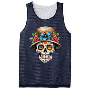 Women De Los Muertos La Catrina Sugar Skull Women Day Of The Dead Mesh Reversible Basketball Jersey Tank