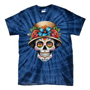 Women De Los Muertos La Catrina Sugar Skull Women Day Of The Dead Tie-Dye T-Shirt