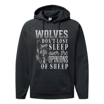 Wolves Don't Lose Sleep Over The Opinions Of Sheep Grunge Performance Fleece Hoodie