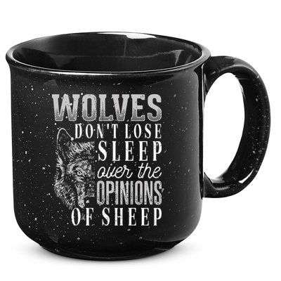 Wolves Don't Lose Sleep Over The Opinions Of Sheep Grunge 15oz Campfire Ceramic Mug