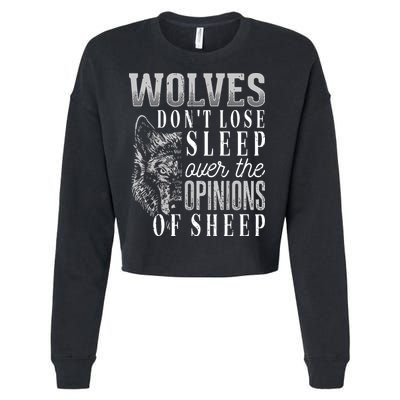 Wolves Don't Lose Sleep Over The Opinions Of Sheep Grunge Cropped Pullover Crew