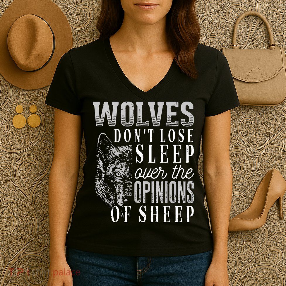 Wolves Don't Lose Sleep Over The Opinions Of Sheep Grunge Women's V-Neck T-Shirt