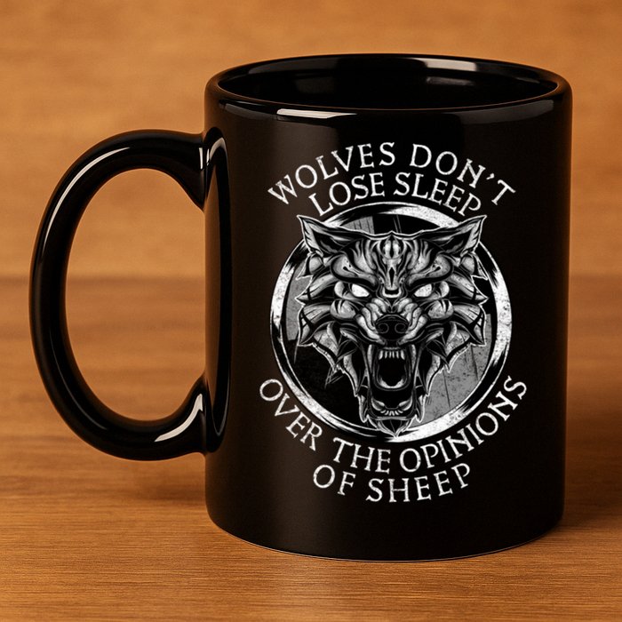 Wolves Don't Lose Sleep Over The Opinions Of Sheep 11oz C Handle Ceramic Mug