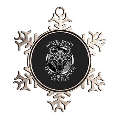 Wolves Don't Lose Sleep Over The Opinions Of Sheep Metallic Star Ornament