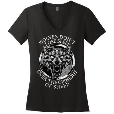 Wolves Don't Lose Sleep Over The Opinions Of Sheep Women's V-Neck T-Shirt