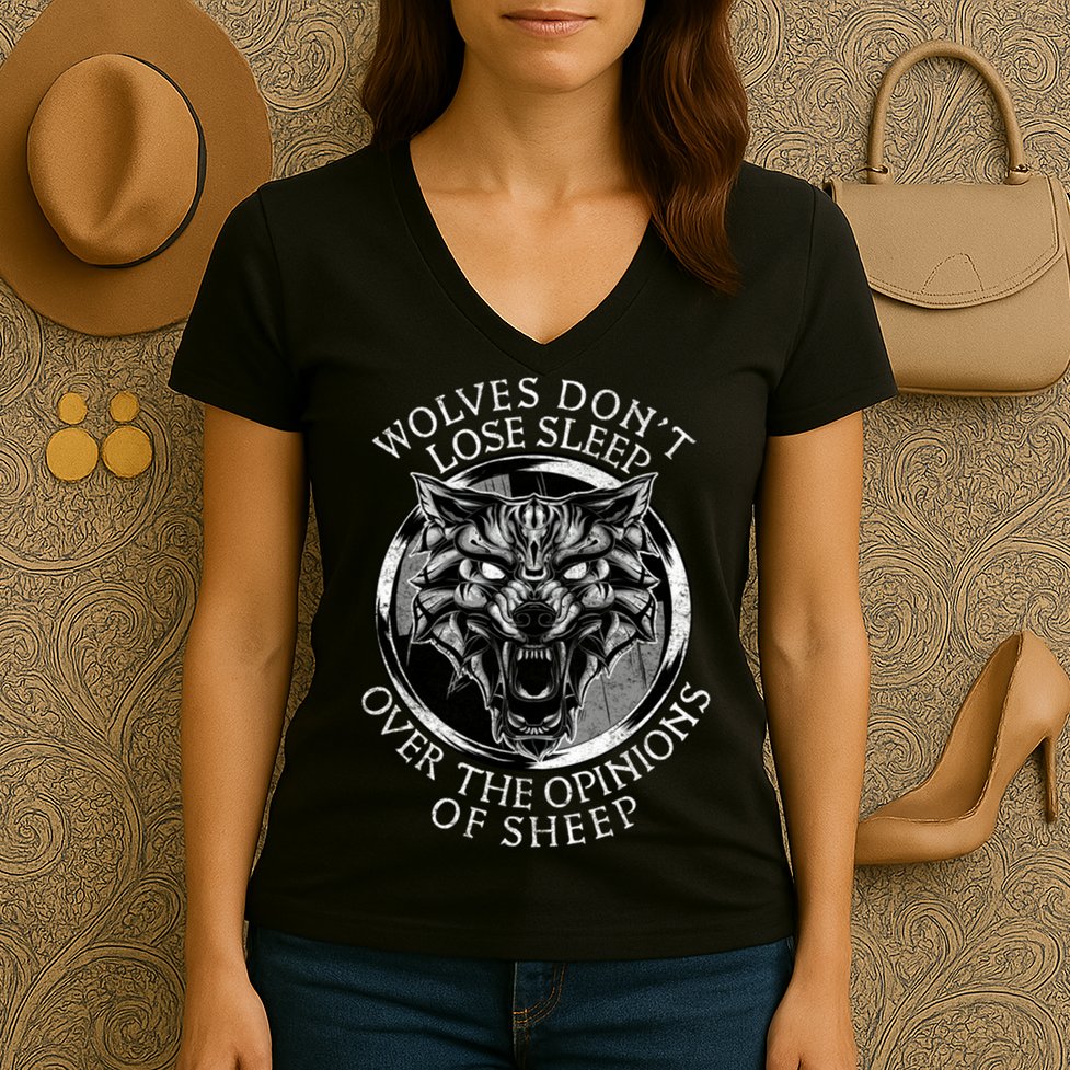 Wolves Don't Lose Sleep Over The Opinions Of Sheep Women's V-Neck T-Shirt
