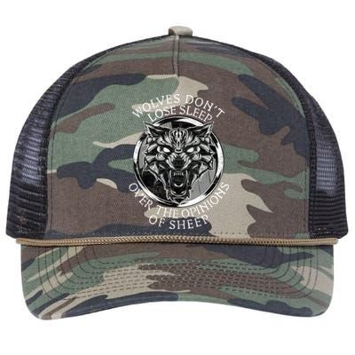 Wolves Don't Lose Sleep Over The Opinions Of Sheep Retro Rope Trucker Hat Cap