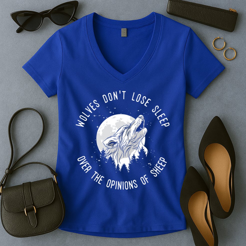Wolves Don't Lose Sleep Over The Opinions Of Sheep Gift Women's V-Neck T-Shirt