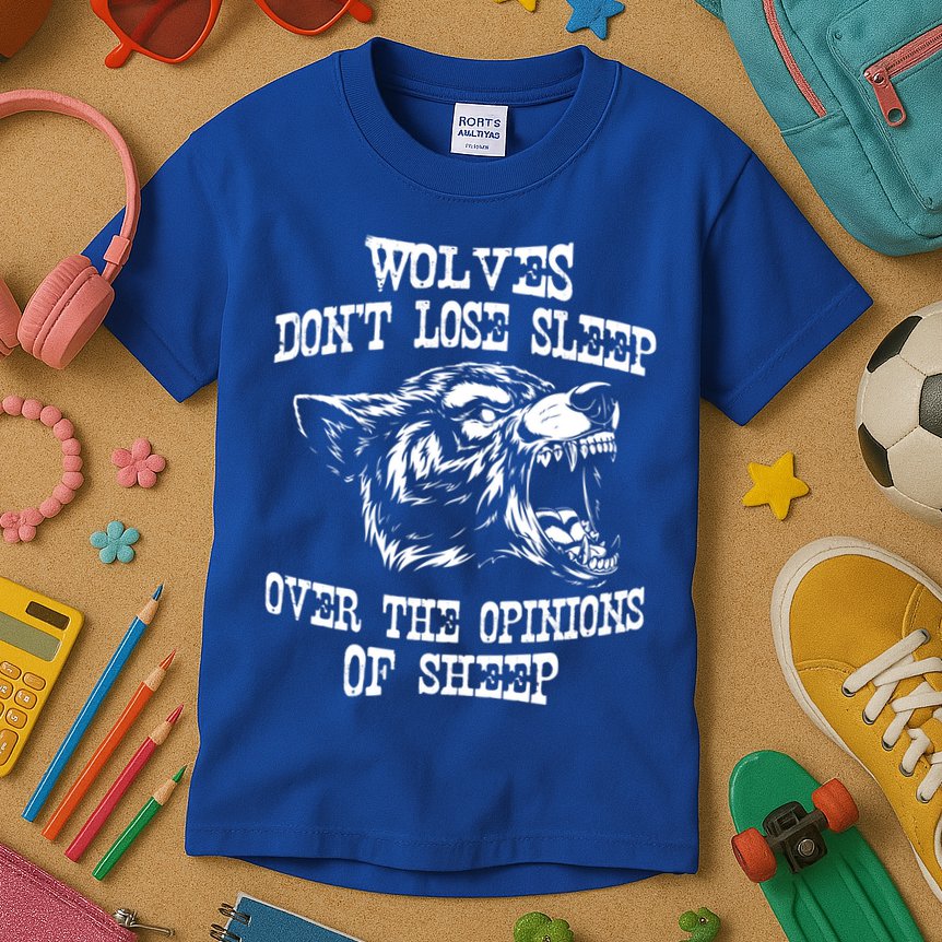 Wolves Dont Lose Sleep Over Opinions Of Sheep Wolf Gift Kids T-Shirt
