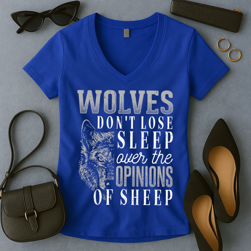 Wolves Don't Lose Sleep Over The Opinions Of Sheep Gift Grunge Great Gift Women's V-Neck T-Shirt