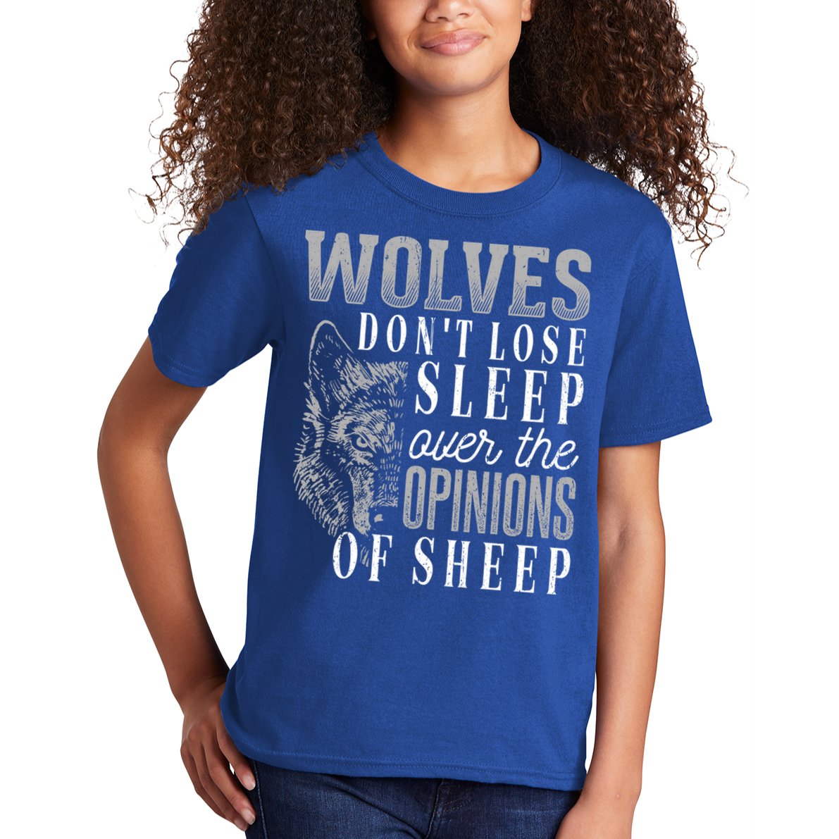 Wolves Don't Lose Sleep Over The Opinions Of Sheep Gift Grunge Great Gift Kids T-Shirt