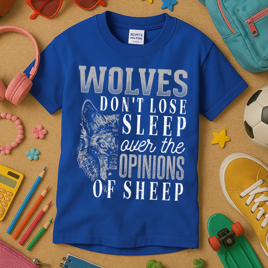 Wolves Don't Lose Sleep Over The Opinions Of Sheep Gift Grunge Great Gift Kids T-Shirt