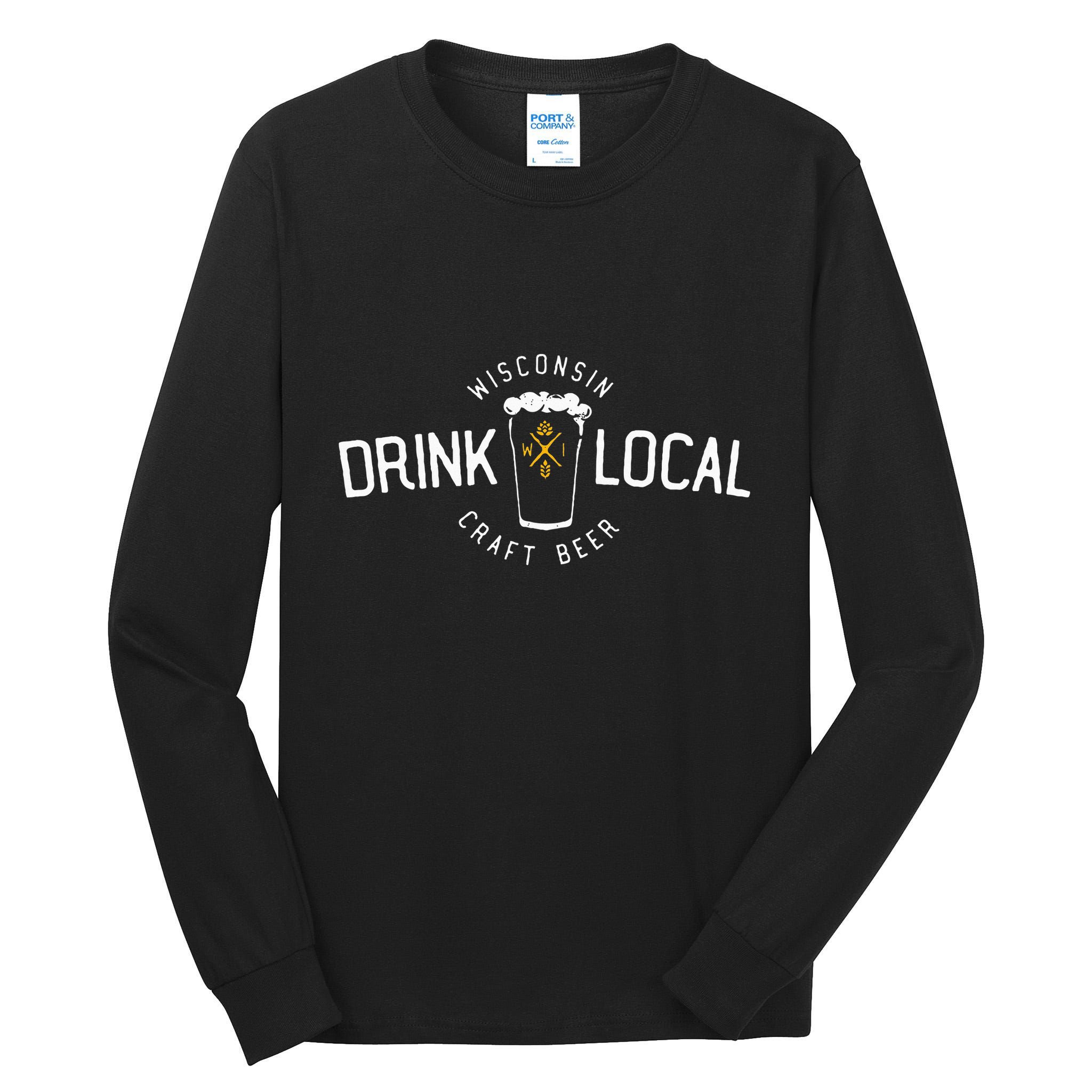 Wisconsin Drink Local Craft Beer Home State Gift Tall Long Sleeve T-Shirt