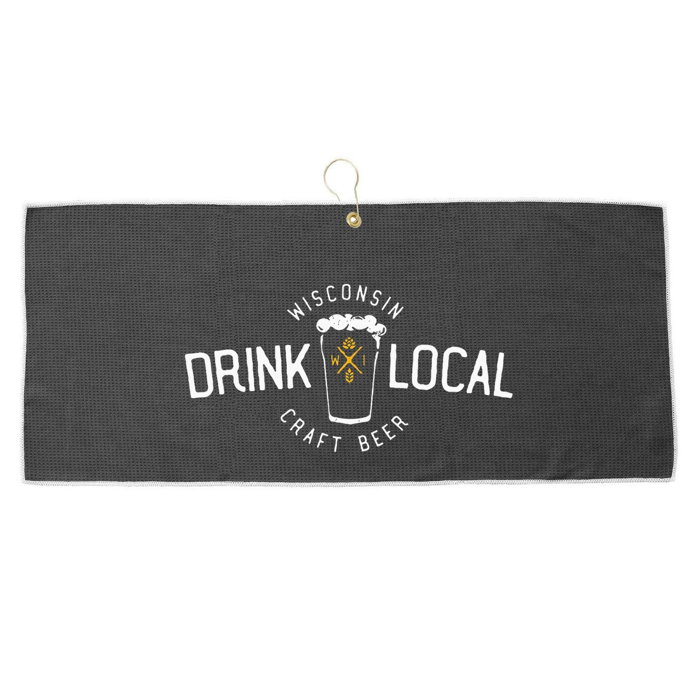 Wisconsin Drink Local Craft Beer Home State Gift Large Microfiber Waffle Golf Towel