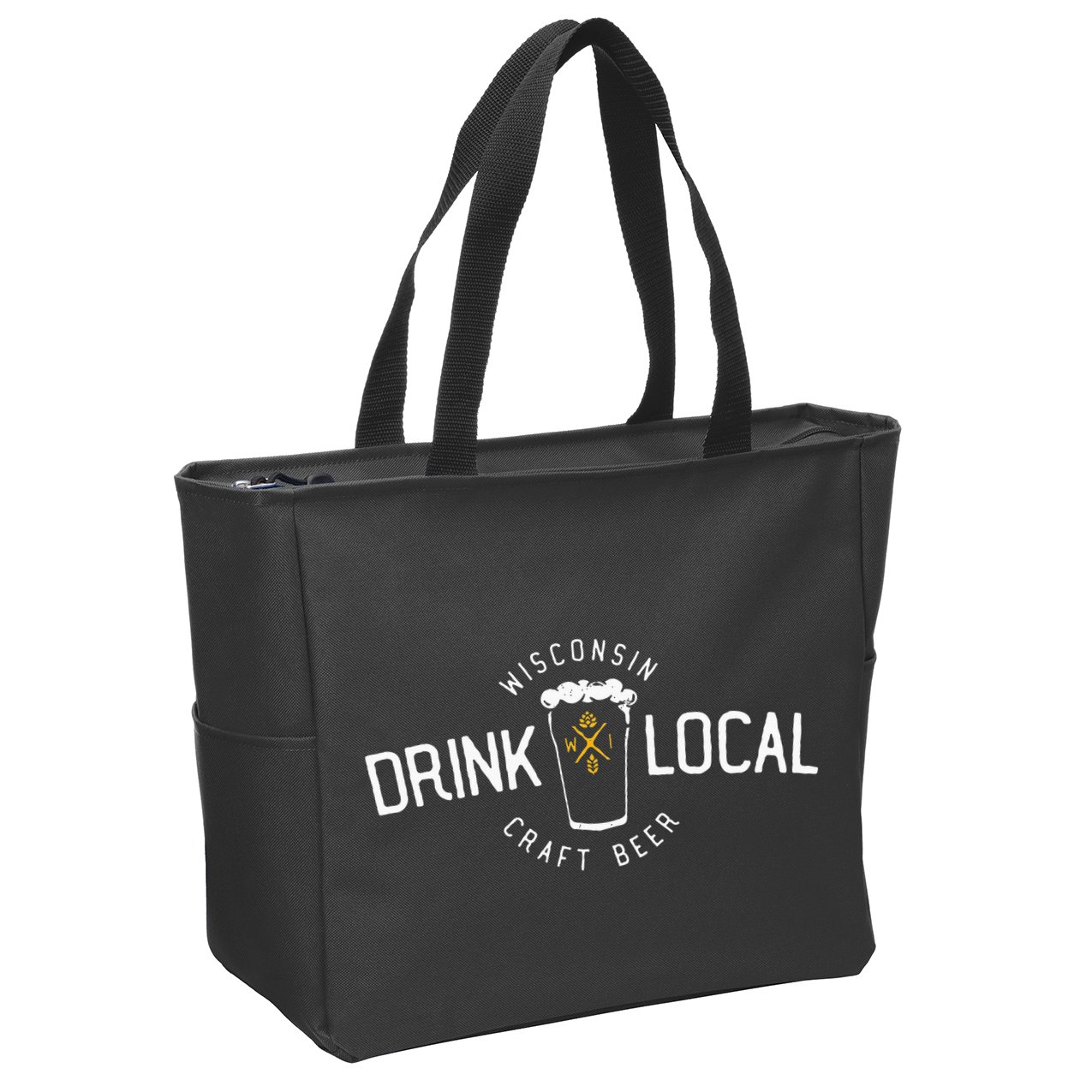 Wisconsin Drink Local Craft Beer Home State Gift Zip Tote Bag