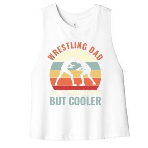 Wrestling Dad Like A Regular Dad But Cooler Wrestling Father Gift Women's Racerback Cropped Tank