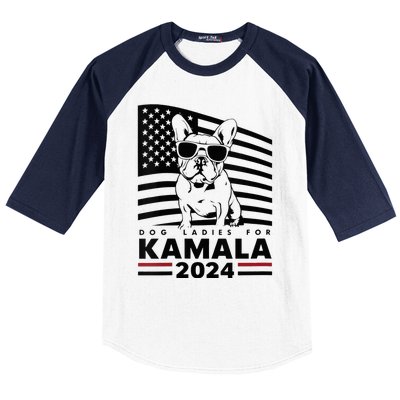 Wo Dog Ladies For Kamala Harris 2024 Funny Election Graphic Vneck Baseball Sleeve Shirt