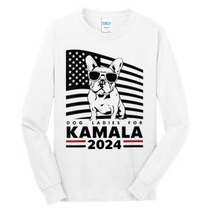 Wo Dog Ladies For Kamala Harris 2024 Funny Election Graphic Vneck Tall Long Sleeve T-Shirt