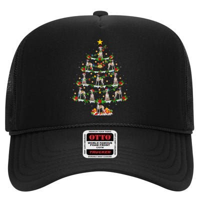 Whippet Dog Lover Xmas Lighting Whippet Christmas Ree High Crown Mesh Back Trucker Hat