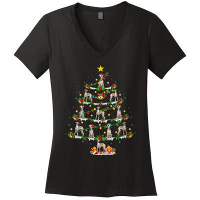 Whippet Dog Lover Xmas Lighting Whippet Christmas Ree Women's V-Neck T-Shirt
