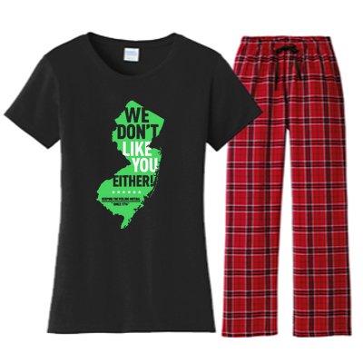 We DonT Like You Either New Jersey New York Rivalry Women's Flannel Pajama Set