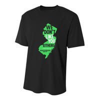 We DonT Like You Either New Jersey New York Rivalry Youth Performance Sprint T-Shirt