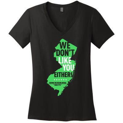 We DonT Like You Either New Jersey New York Rivalry Women's V-Neck T-Shirt