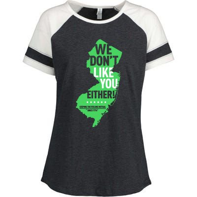 We DonT Like You Either New Jersey New York Rivalry Enza Ladies Jersey Colorblock Tee