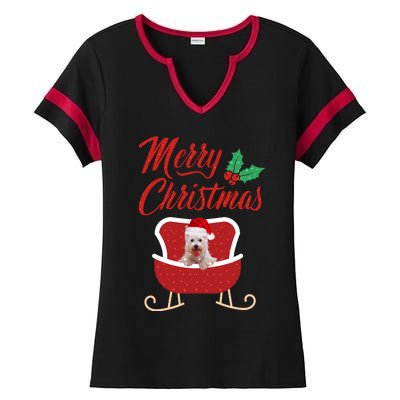 Westie Dog Merry Christmas Design For The Holiday Season! Ladies Halftime Notch Neck Tee