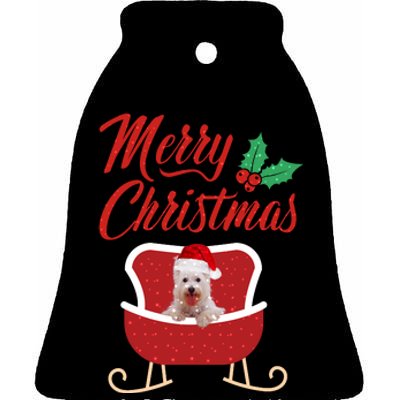 Westie Dog Merry Christmas Design For The Holiday Season! Ceramic Bell Ornament