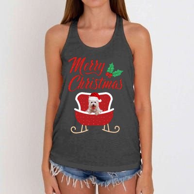 Westie Dog Merry Christmas Design For The Holiday Season! Women's Knotted Racerback Tank