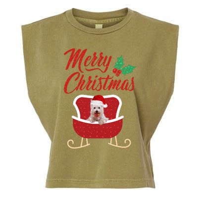 Westie Dog Merry Christmas Design For The Holiday Season! Garment-Dyed Women's Muscle Tee