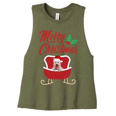 Westie Dog Merry Christmas Design For The Holiday Season! Women's Racerback Cropped Tank