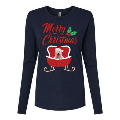 Westie Dog Merry Christmas Design For The Holiday Season! Womens Cotton Relaxed Long Sleeve T-Shirt