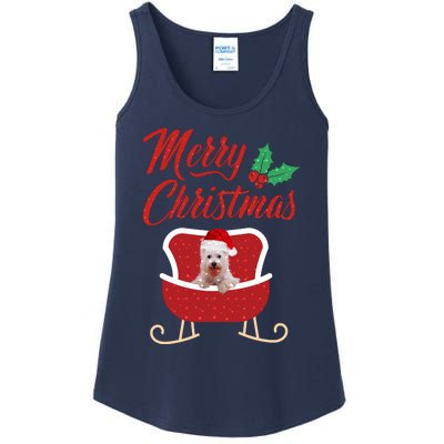 Westie Dog Merry Christmas Design For The Holiday Season! Ladies Essential Tank