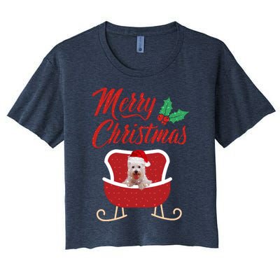 Westie Dog Merry Christmas Design For The Holiday Season! Women's Crop Top Tee