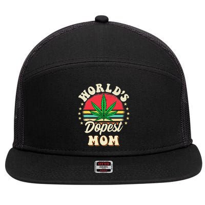 Worlds Dopest Mom Vintage Sunset 420 Family Matching Outfits 7 Panel Mesh Trucker Snapback Hat