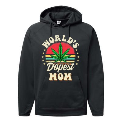 Worlds Dopest Mom Vintage Sunset 420 Family Matching Outfits Performance Fleece Hoodie