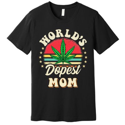 Worlds Dopest Mom Vintage Sunset 420 Family Matching Outfits Premium T-Shirt