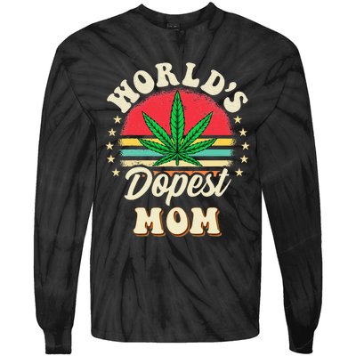 Worlds Dopest Mom Vintage Sunset 420 Family Matching Outfits Tie-Dye Long Sleeve Shirt