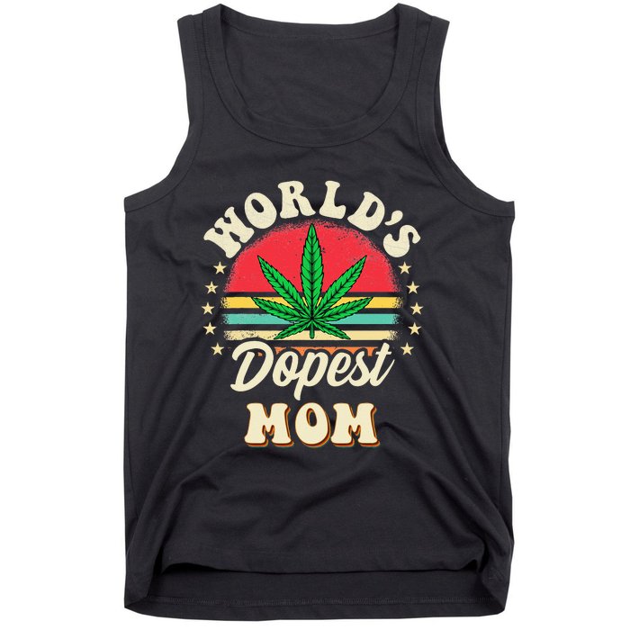 Worlds Dopest Mom Vintage Sunset 420 Family Matching Outfits Tank Top