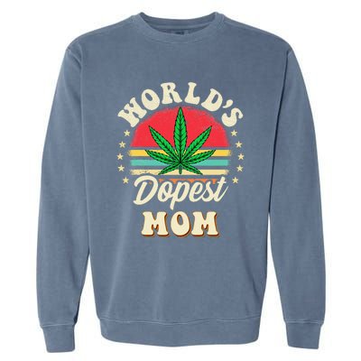 Worlds Dopest Mom Vintage Sunset 420 Family Matching Outfits Garment-Dyed Sweatshirt