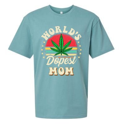 Worlds Dopest Mom Vintage Sunset 420 Family Matching Outfits Sueded Cloud Jersey T-Shirt