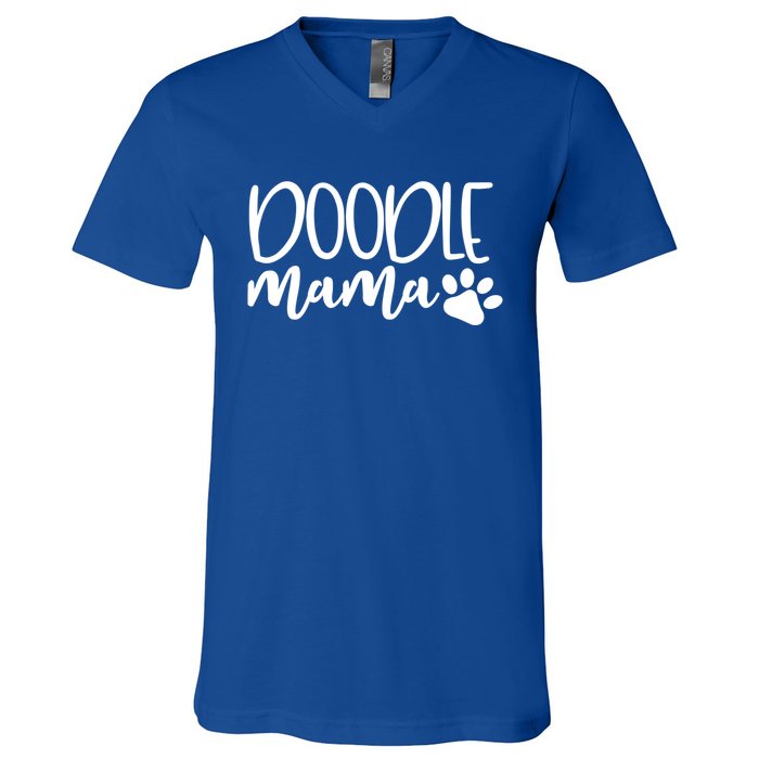 Wo Doodle Mama Gift Dog Paw Goldendoodle Mom Gift V-Neck T-Shirt