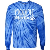 Wo Doodle Mama Gift Dog Paw Goldendoodle Mom Gift Tie-Dye Long Sleeve Shirt