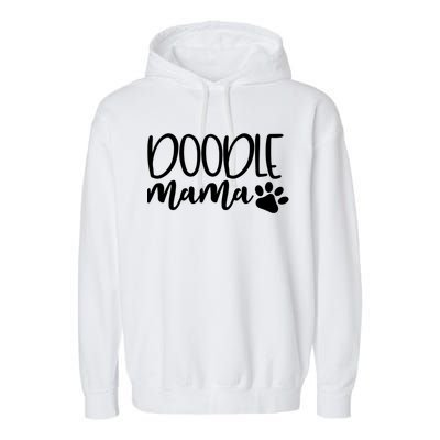 Wo Doodle Mama Gift Dog Paw Goldendoodle Mom Gift Garment-Dyed Fleece Hoodie